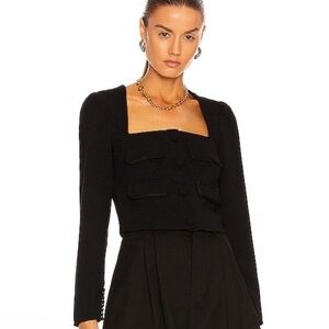 Self-Portrait Black Crepe Pocket detail  top